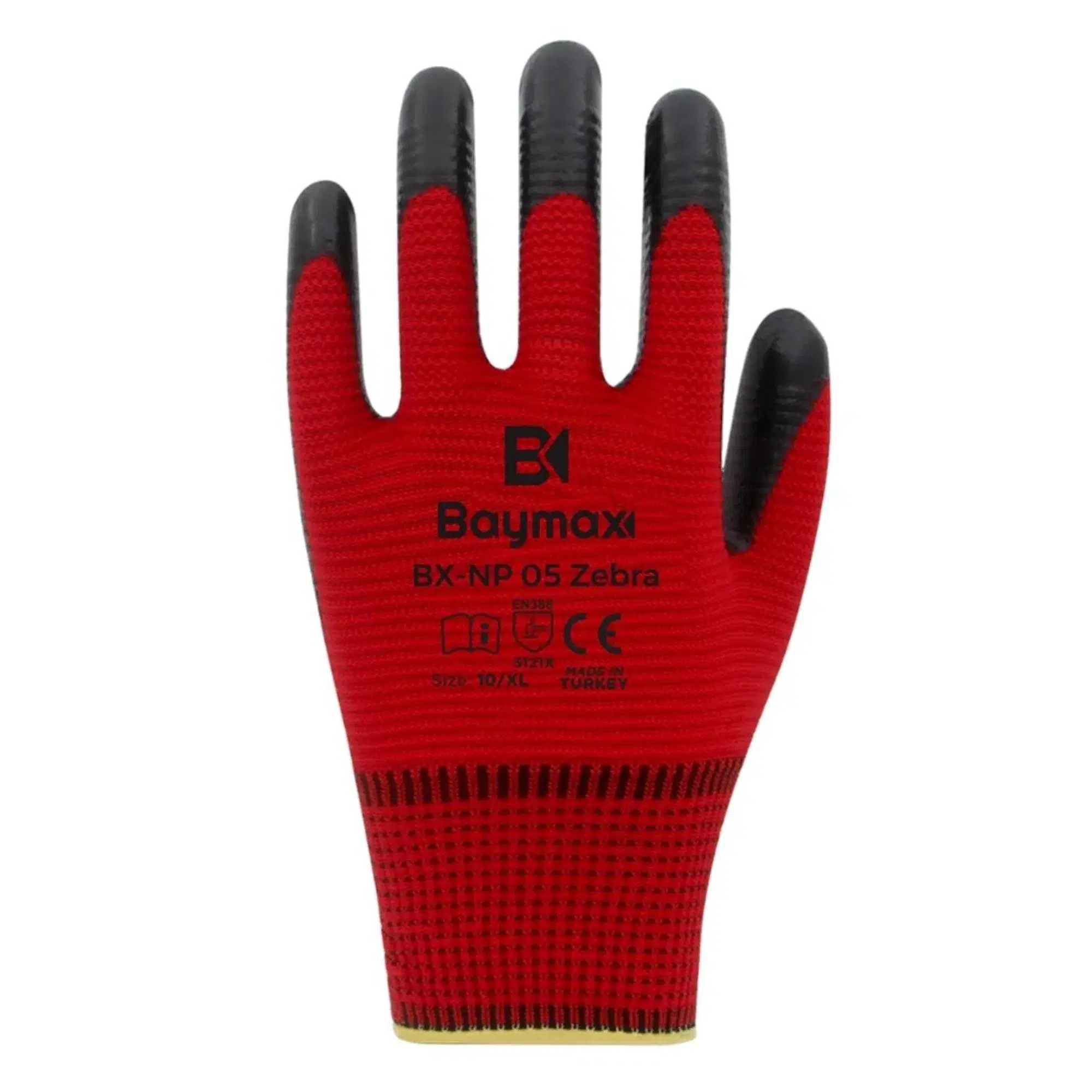BAYMAX ZEBRA ELDİVEN NP05 KIRMIZI-SİYAH NO:10/XL - 12 Çift
