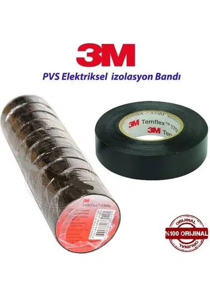 3M-TEMFLEX 1300E PVC BANT (0,13MM) 18MMx9,15M SIYAH (10 LU )
