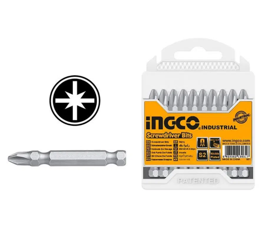 İNGCO PZ2 x 50mm Yıldız Bits Uç (SDB11PZ223) - 10 Adet