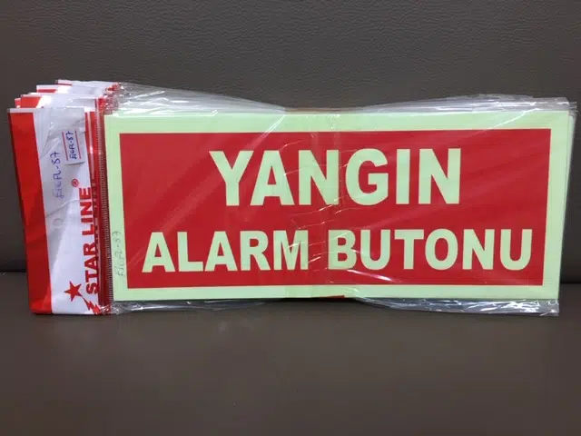 Fosforlu Fotolümen YANGIN ALARM BUTONU İkaz Levhası (2 Adet)