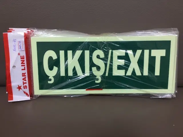 Fosforlu Fotolümen ÇIKIŞ / EXIT İkaz Levhası (2 Adet)