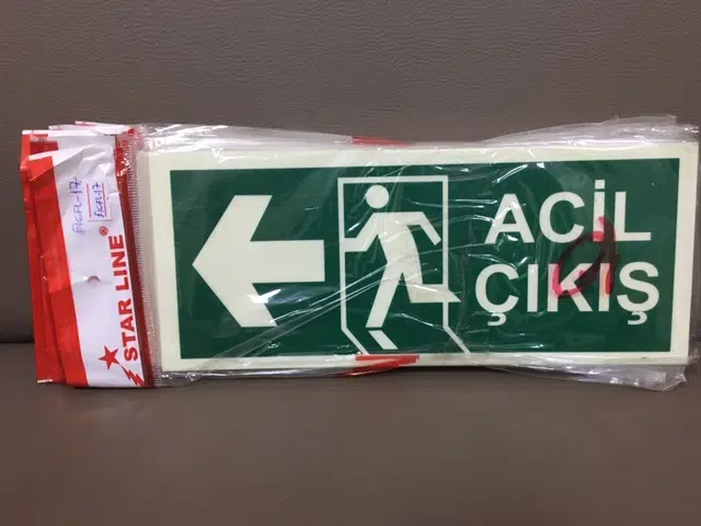 Fosforlu Fotolümen ACİL ÇIKIŞ SOL İkaz Levhası (2 Adet)
