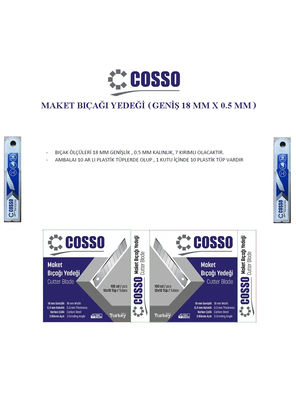 COSSO MAKET BIÇAĞI YEDEĞİ 18 mm (100 AD)