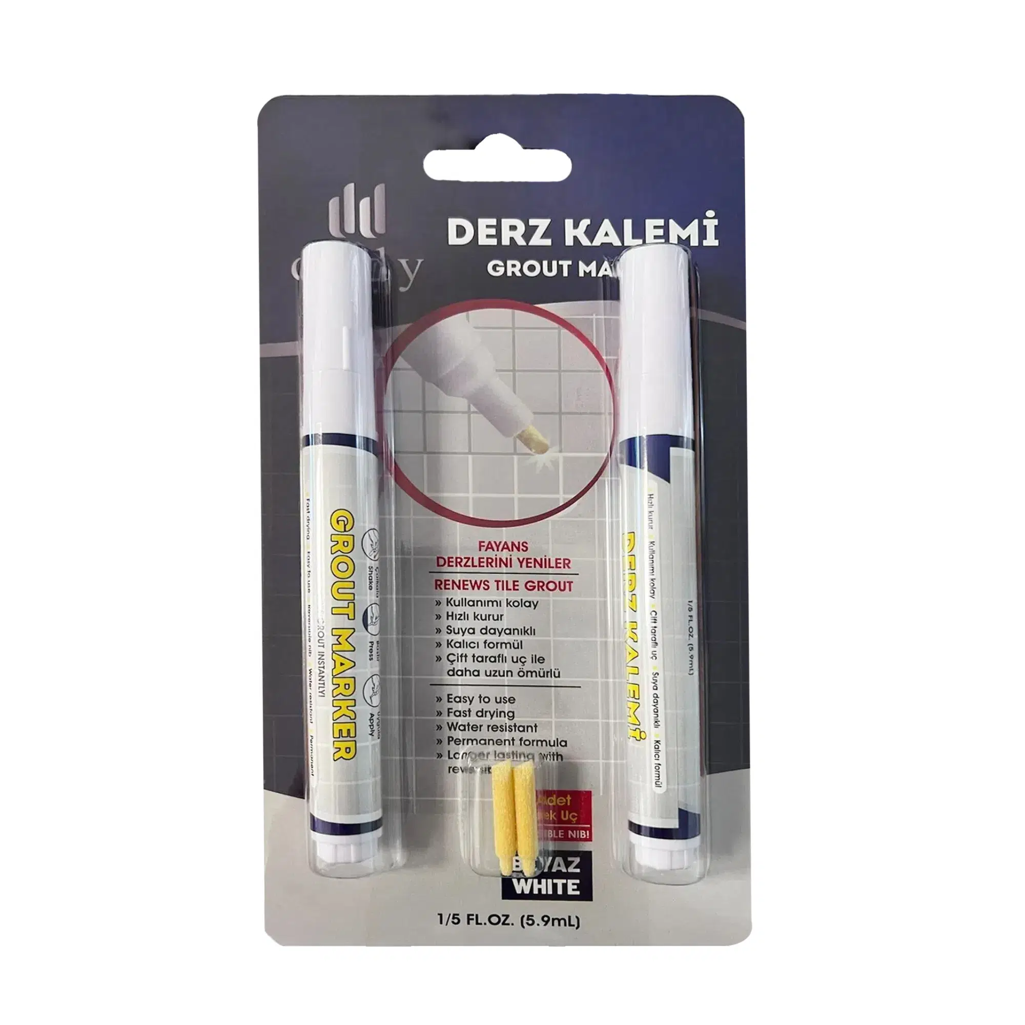DUDY Beyaz Fayans Derz Yenileme Kalemi 2'Li