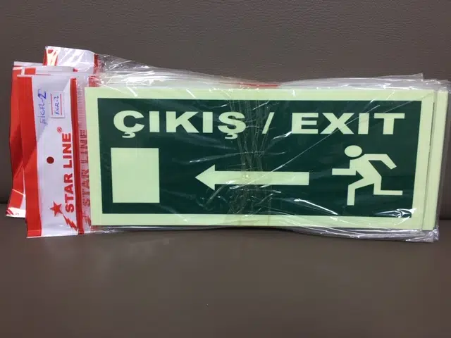 Fosforlu Fotolümen ÇIKIŞ / EXIT SOL İkaz Levhası (2 Adet)