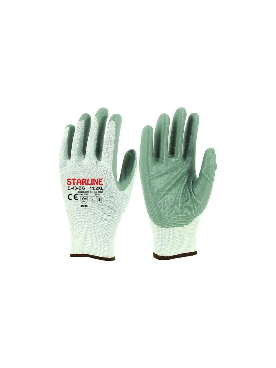 Starline E-43BG BEYAZ-GRİ NİTRİL ELDİVEN NO:L/9 - (12 ÇİFT)