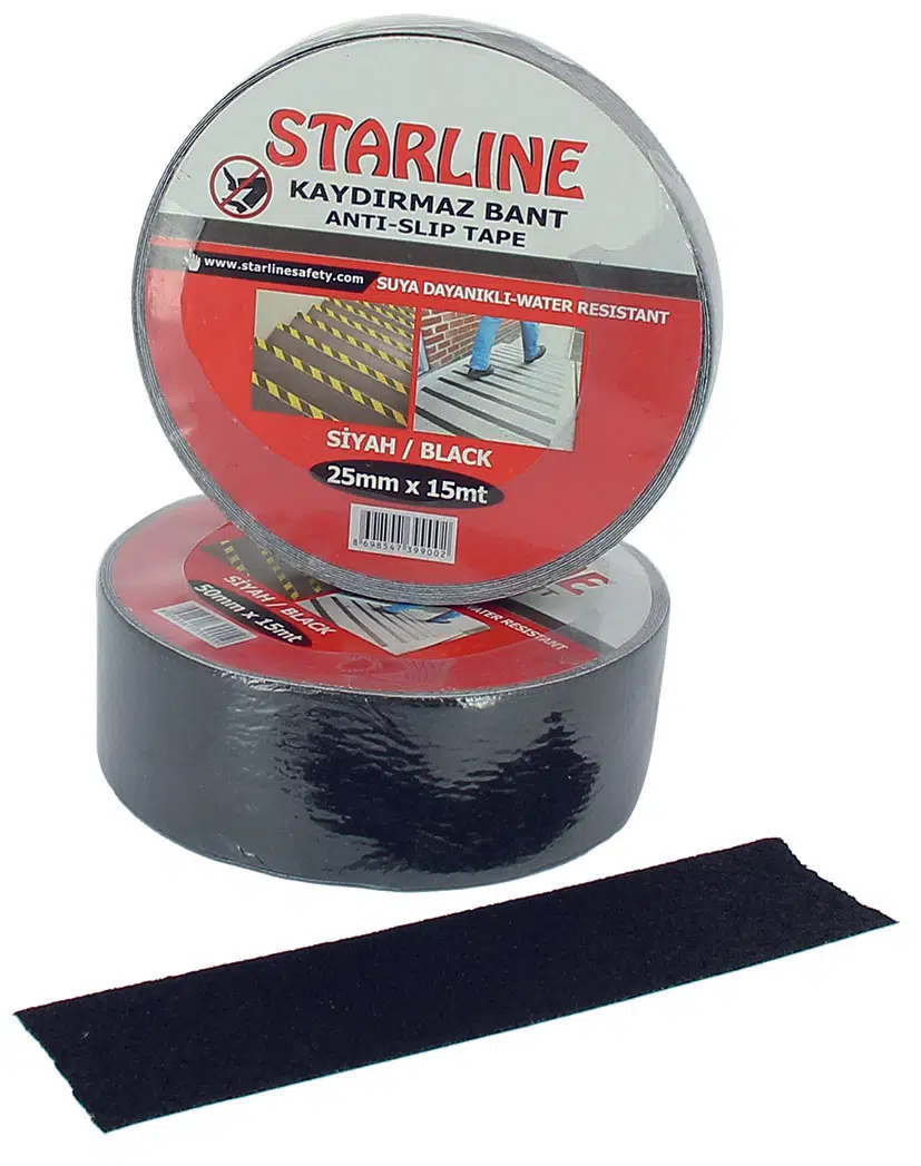 STARLINE KAYDIRMAZ BANT SİYAH-SARI 50 mm x 15 Metre Suya Dayanıkl